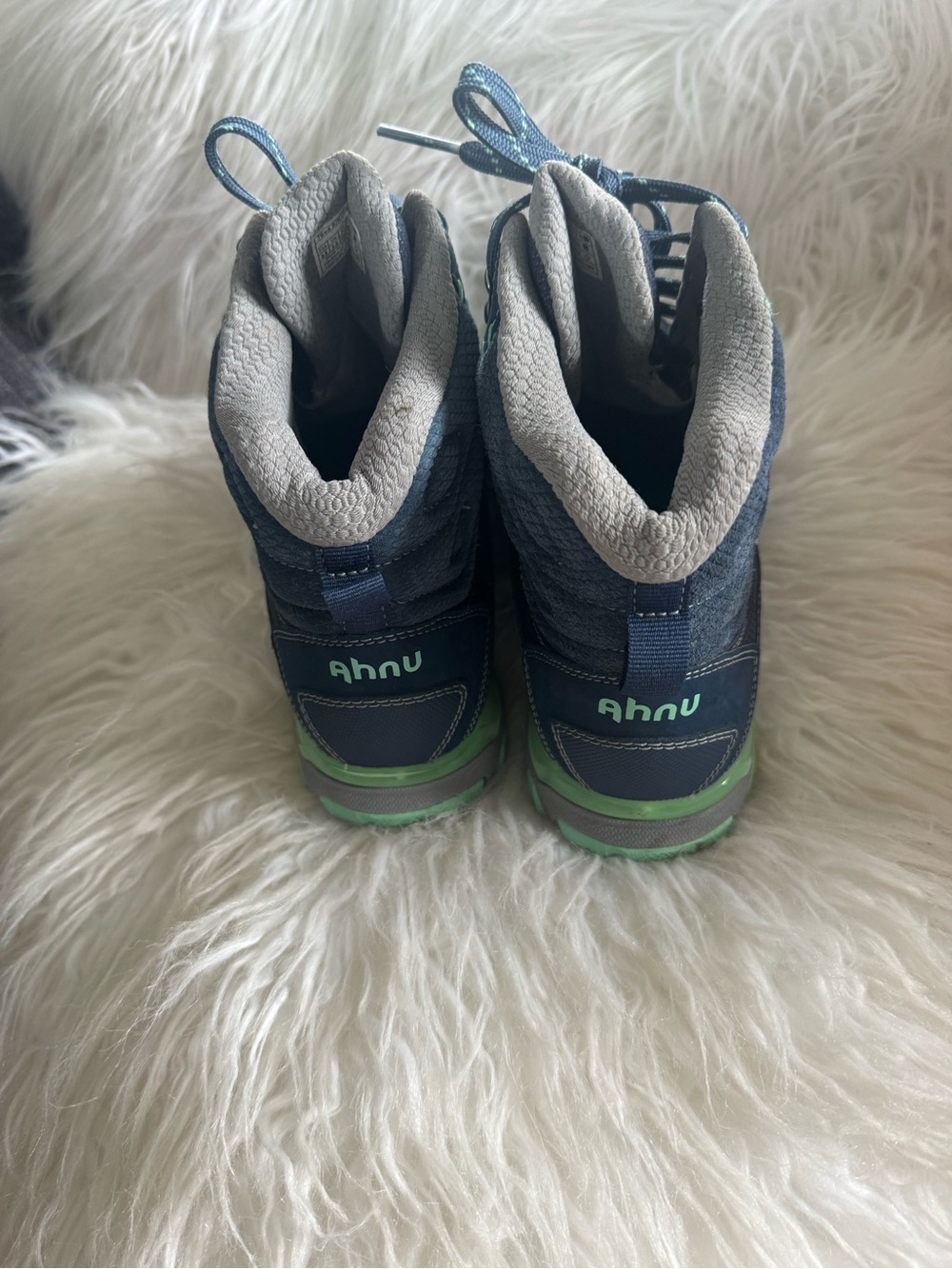 Ahnu Navy and Green Lace-Up Women's Hiking Boots